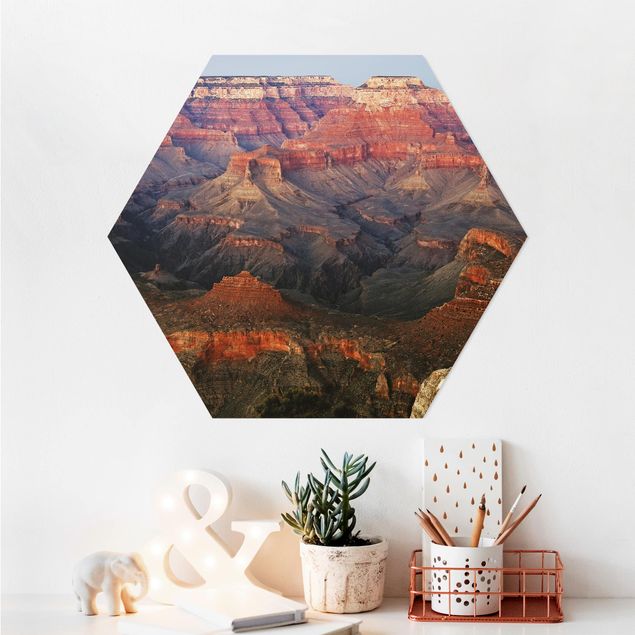 Hexagons Aluminium Dibond schilderijen Grand Canyon After Sunset