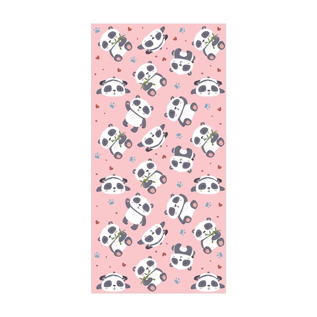 groot kleed Cute Panda With Paw Prints And Hearts Pastel Pink