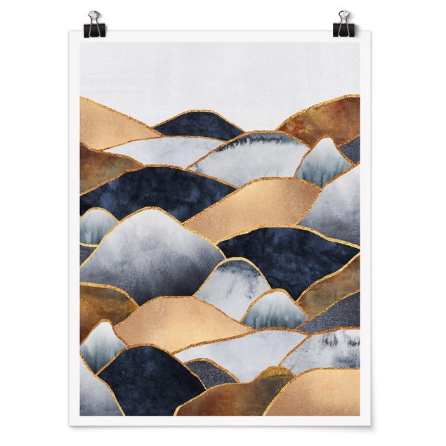 Posters Golden Mountains Watercolour