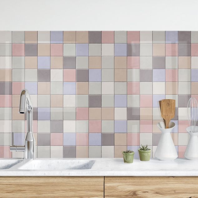 Achterwand voor keuken tegelmotief Mosaic Tiles - Coloured Shabby