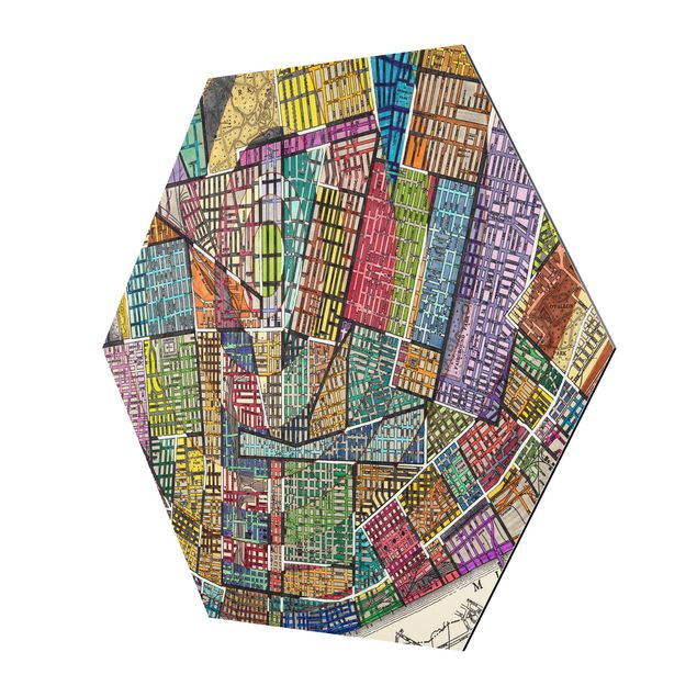 Hexagons Aluminium Dibond schilderijen Modern Map Of St. Louis