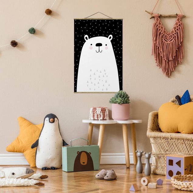 Stoffen schilderij met posterlijst Zoo With Patterns - Polar Bear