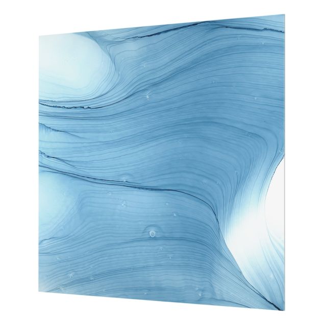 Spritzschutz Glas - Meliertes Mittelblau - Quadrat 1:1