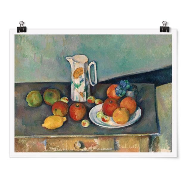 Posters Paul Cézanne - Still Life With Milk Jug And Fruit