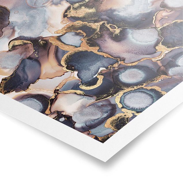 Posters Marble Watercolour With Gold