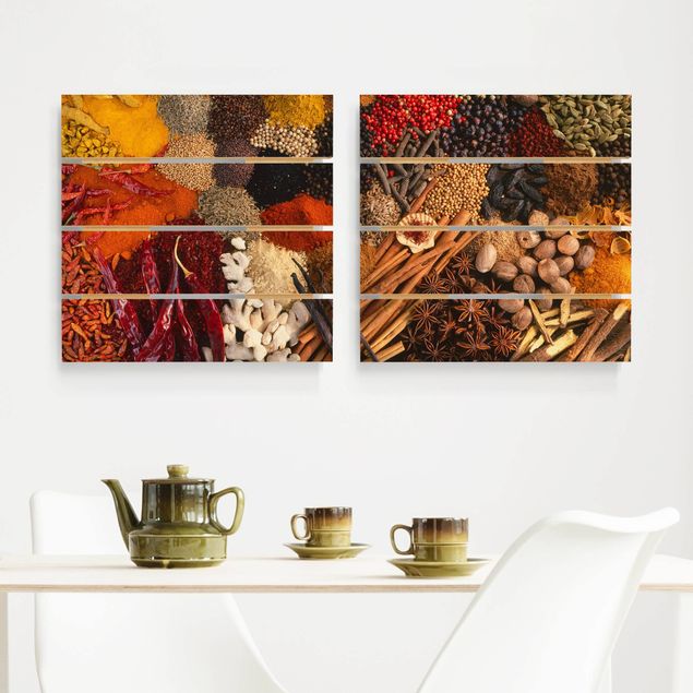 Houten schilderijen op plank - 2-delig Exotic Spices