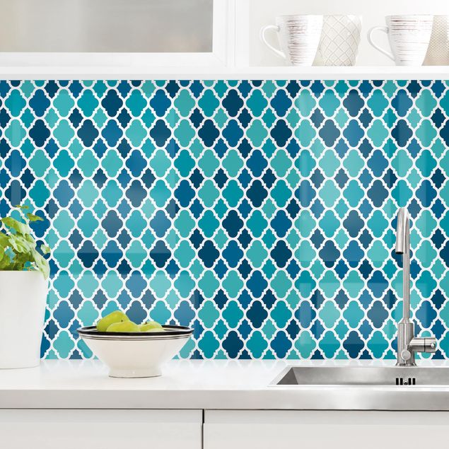 Achterwand voor keuken patroon Oriental Patterns With Turquoise Ornaments
