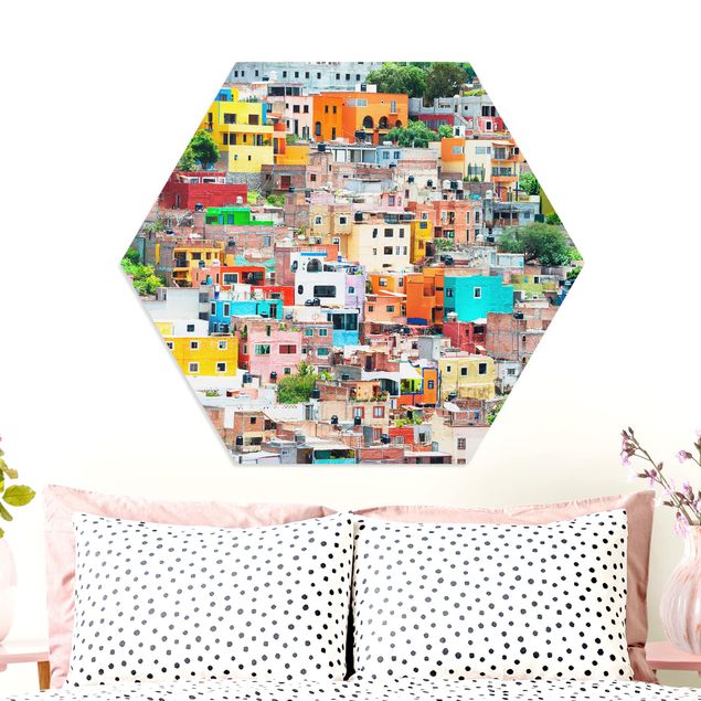 Hexagons Forex schilderijen Coloured Houses Front Guanajuato