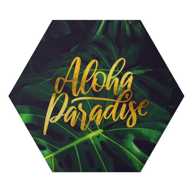 Hexagons Aluminium Dibond schilderijen Jungle - Aloha Paradise