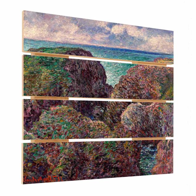 Houten schilderijen op plank Claude Monet - Group of Rocks at Port-Goulphar