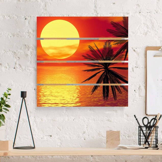 Houten schilderijen op plank Caribbean sunset