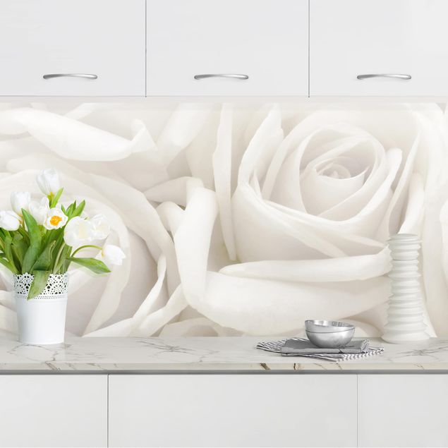 Achterwand voor keuken bloemen White Roses