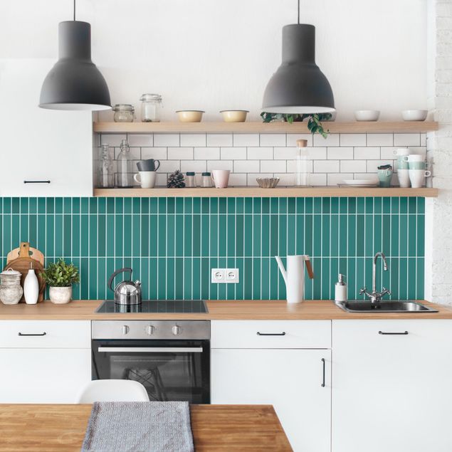 Achterwand voor keuken eenkleurig Subway Tiles - Turquoise