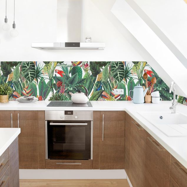 Achterwand voor keuken patroon Colourful Tropical Rainforest Pattern II