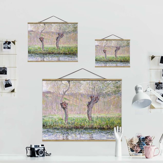 Stoffen schilderij met posterlijst Claude Monet - Willow Trees Spring