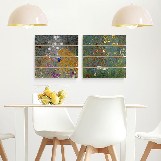 Houten schilderijen op plank - 2-delig Gustav Klimt - The Green Garden