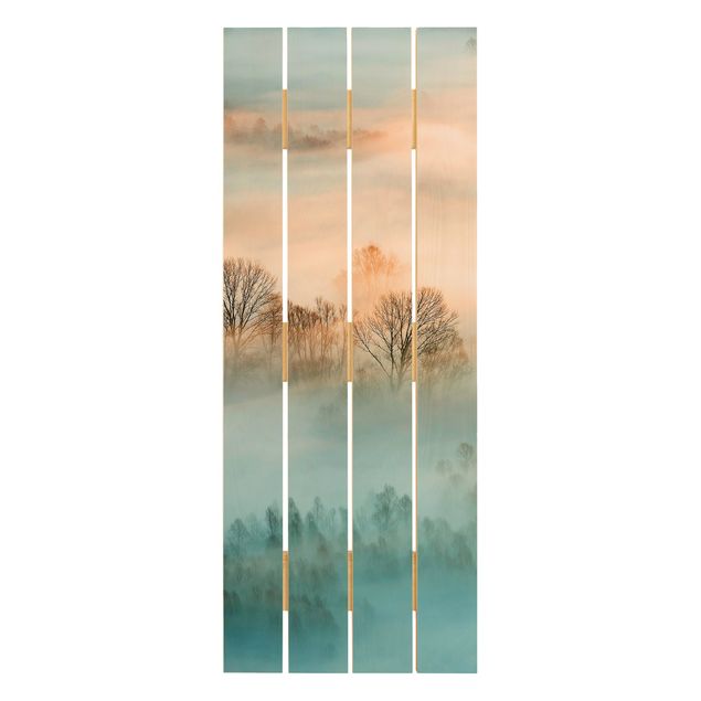 Houten schilderijen op plank Fog At Sunrise