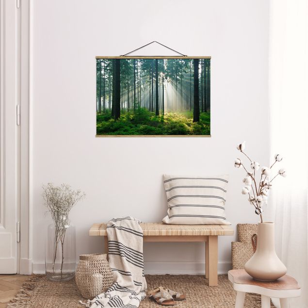 Stoffen schilderij met posterlijst Enlightened Forest