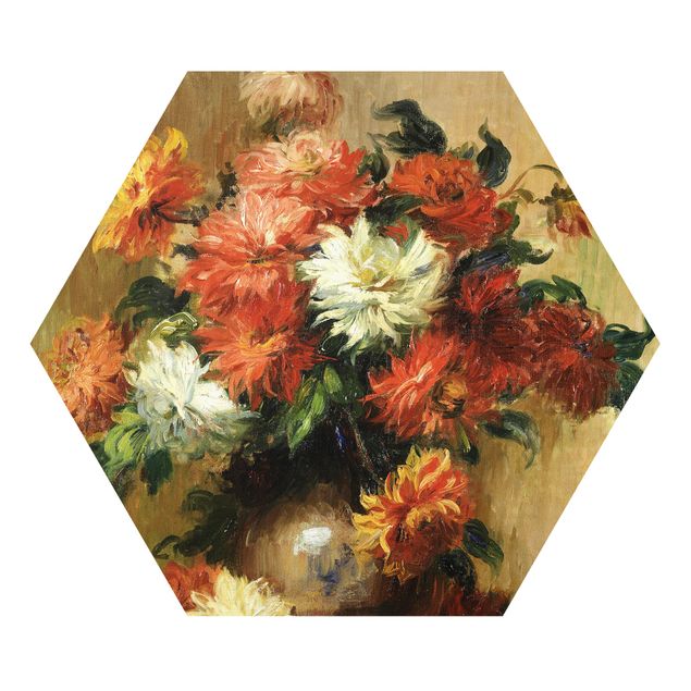 Hexagons Forex schilderijen Auguste Renoir - Still Life with Dahlias