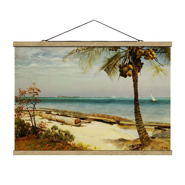 Stoffen schilderij met posterlijst Albert Bierstadt - Tropical Coast