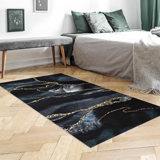 tapijt modern Black With Glitter Gold