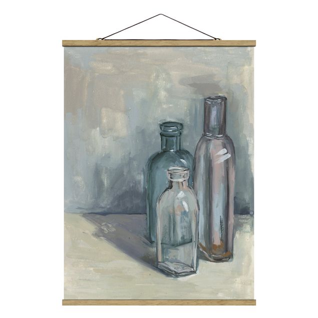 Stoffen schilderij met posterlijst Still Life With Glass Bottles I