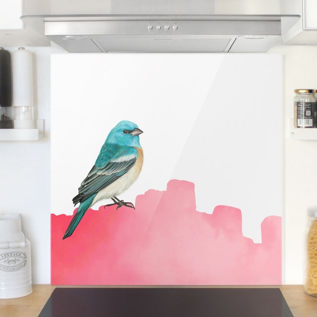 Spatscherm keuken Bird On Pink Backdrop