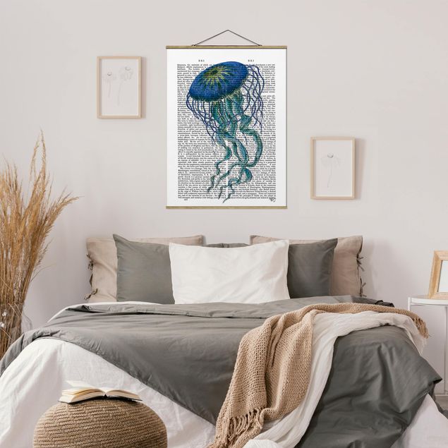 Stoffen schilderij met posterlijst Animal Reading - Jellyfish