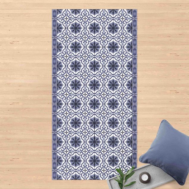 Loper tapijt Geometrical Tile Mix Cross Purple