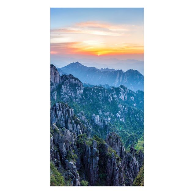 Duschrückwand - Sonnenaufgang über dem Huangshan Gebirge
