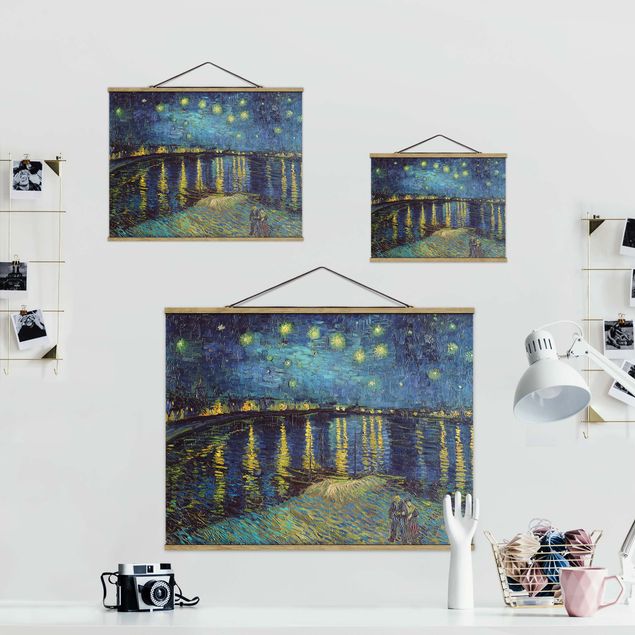 Stoffen schilderij met posterlijst Vincent Van Gogh - Starry Night Over The Rhone