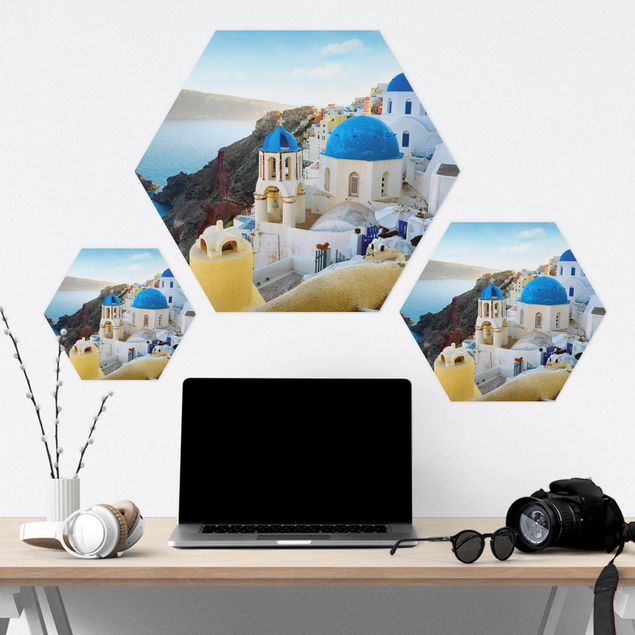 Hexagons Forex schilderijen Santorini