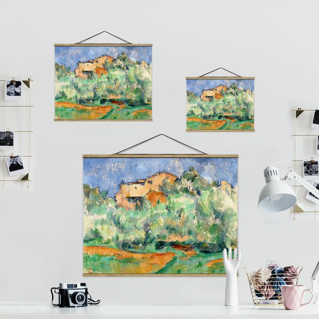 Stoffen schilderij met posterlijst Paul Cézanne - House And Dovecote At Bellevue
