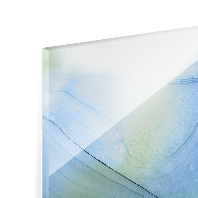 Spritzschutz Glas - Meliertes Moosgrün mit Blau - Quadrat 1:1