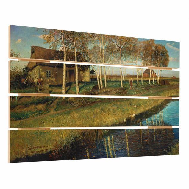 Houten schilderijen op plank Otto Modersohn - Autumn Morning in the Moor