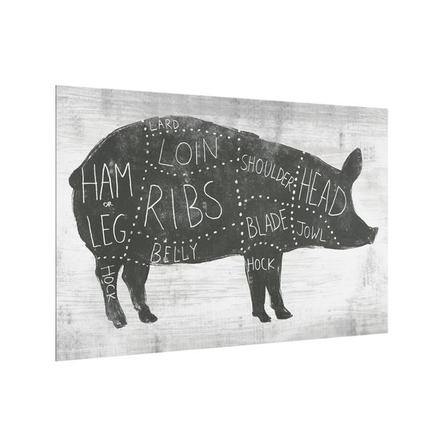 Spatscherm keuken Butcher Board - Pig