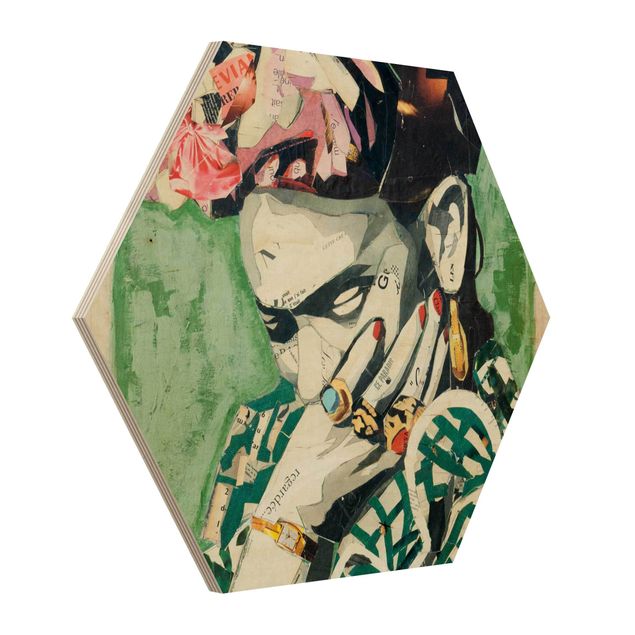Hexagons houten schilderijen Frida Kahlo - Collage No.3