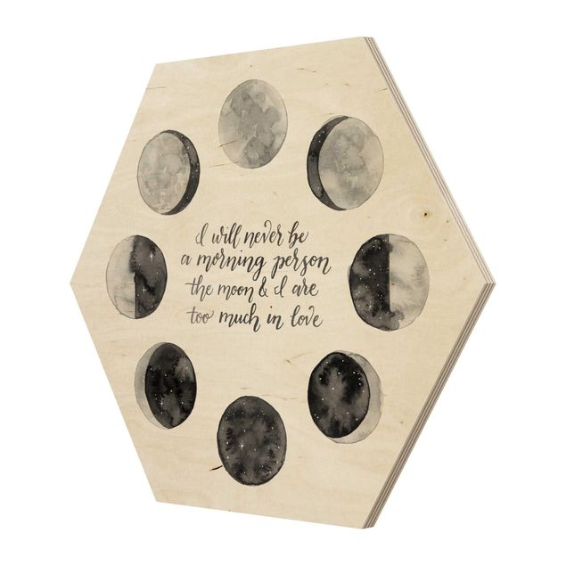 Hexagons houten schilderijen Ode To The Moon - Love