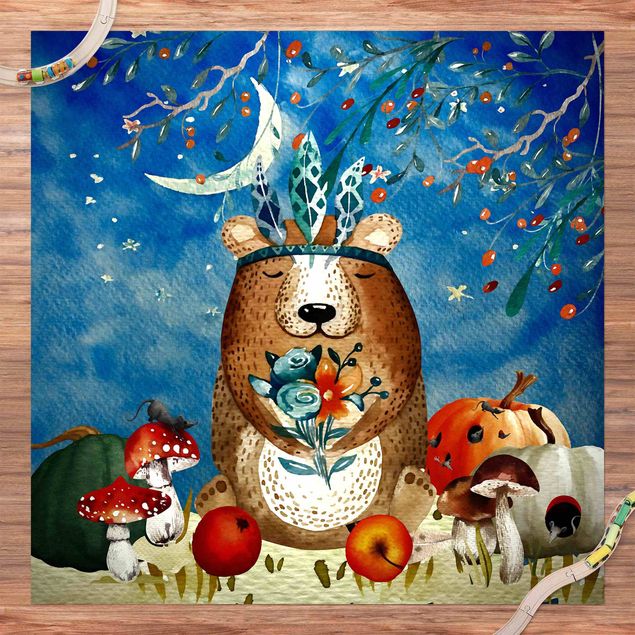 tapijt modern Watercolour Bear In Moonlight