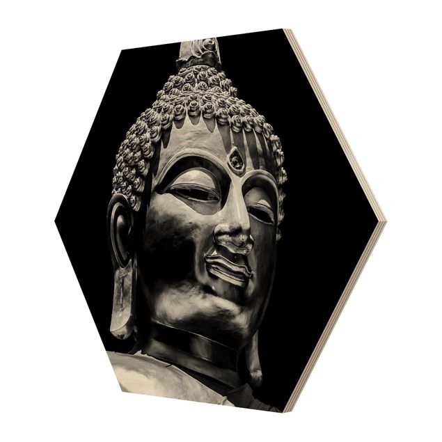 Hexagons houten schilderijen Buddha Statue Face