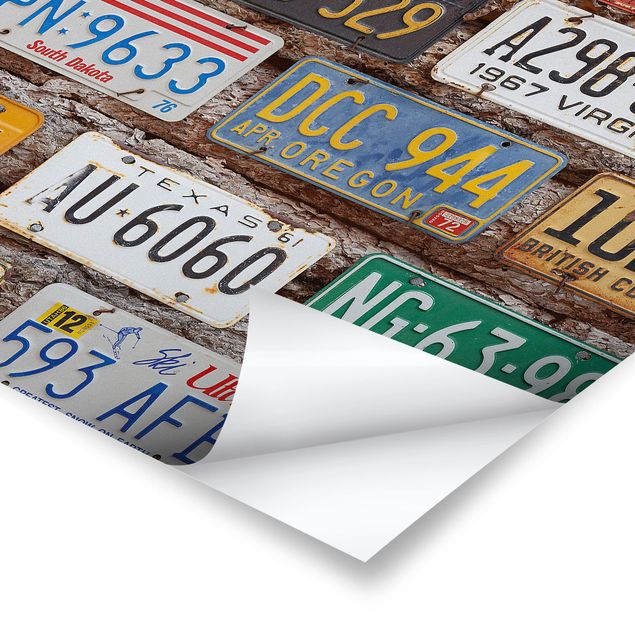 Posters American License Plates On Wood