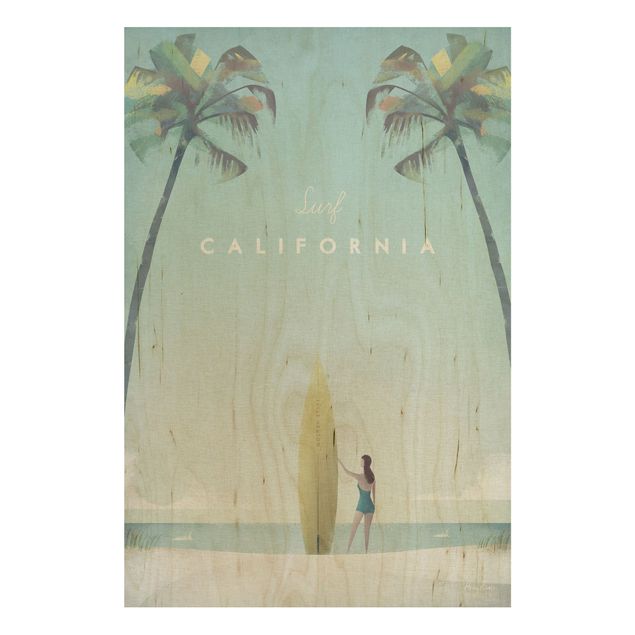 Houten schilderijen Travel Poster - California