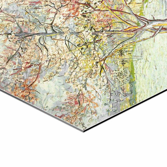 Hexagons Aluminium Dibond schilderijen - 2-delig Vincent Van Gogh - Peach Blossom In The Garden