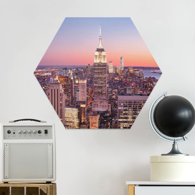 Hexagons Forex schilderijen Sunset Manhattan New York City