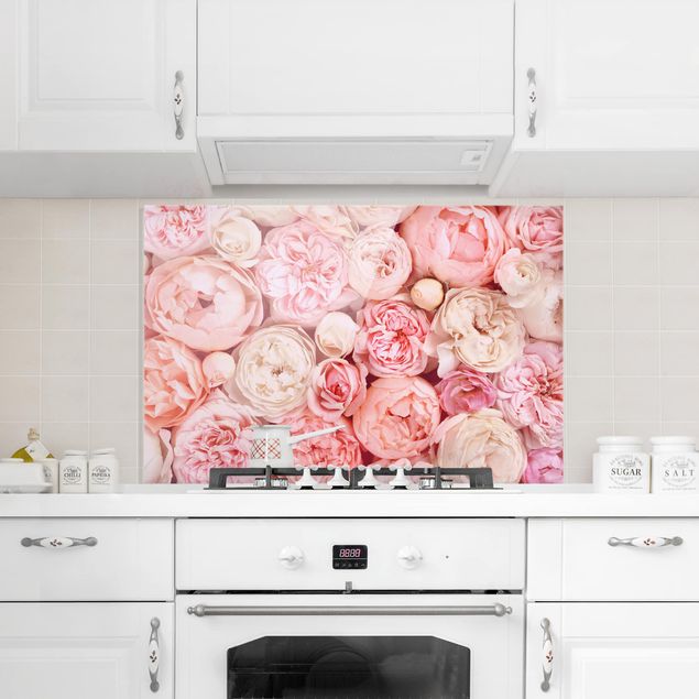 Spatscherm keuken Roses Rose Coral Shabby