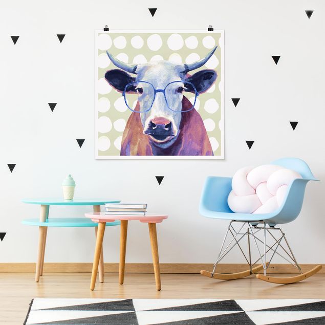Posters Animals With Glasses - Cow