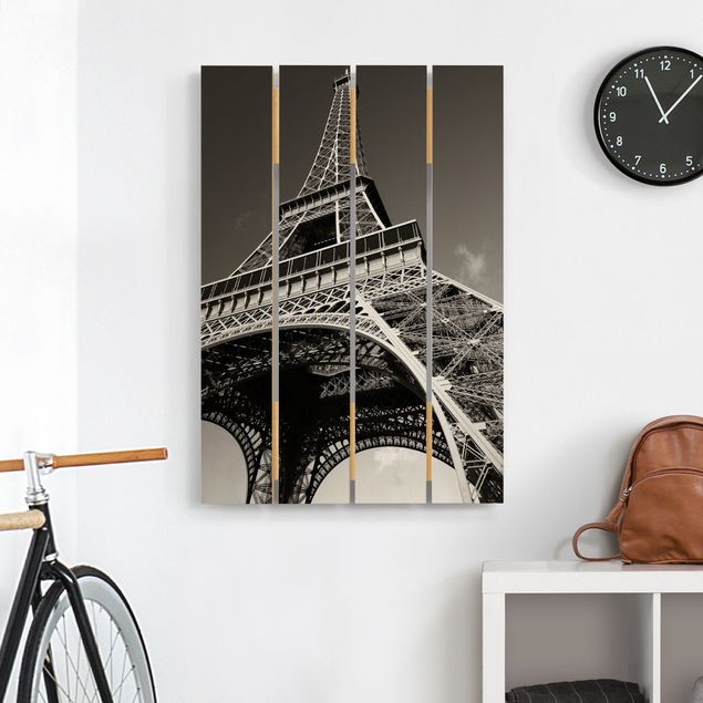 Houten schilderijen op plank Eiffel tower