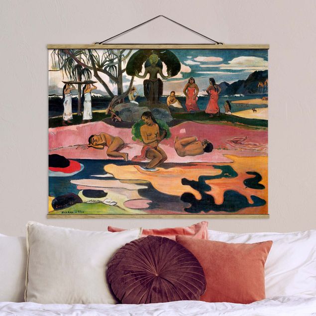 Stoffen schilderij met posterlijst Paul Gauguin - Day Of The Gods (Mahana No Atua)
