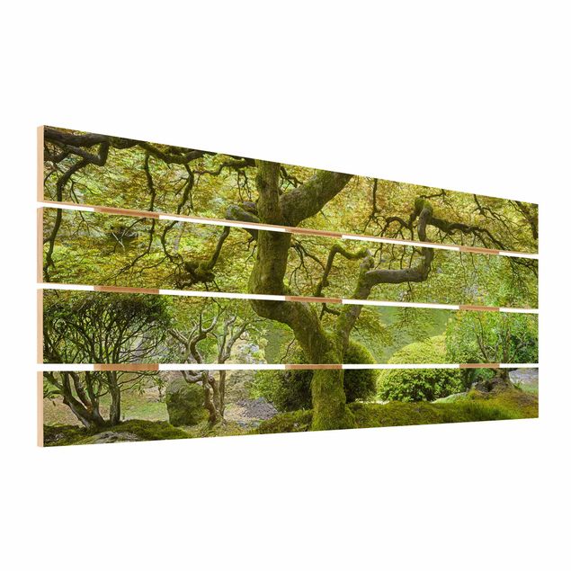 Houten schilderijen op plank Green Japanese Garden