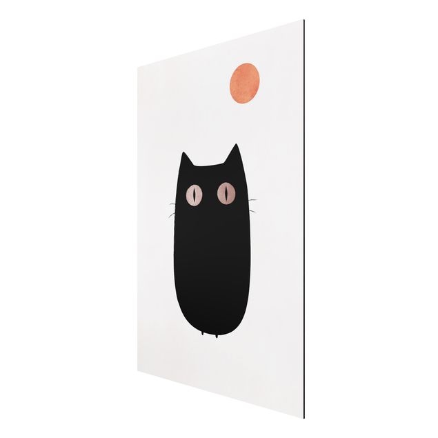Aluminium Dibond schilderijen Black Cat Illustration